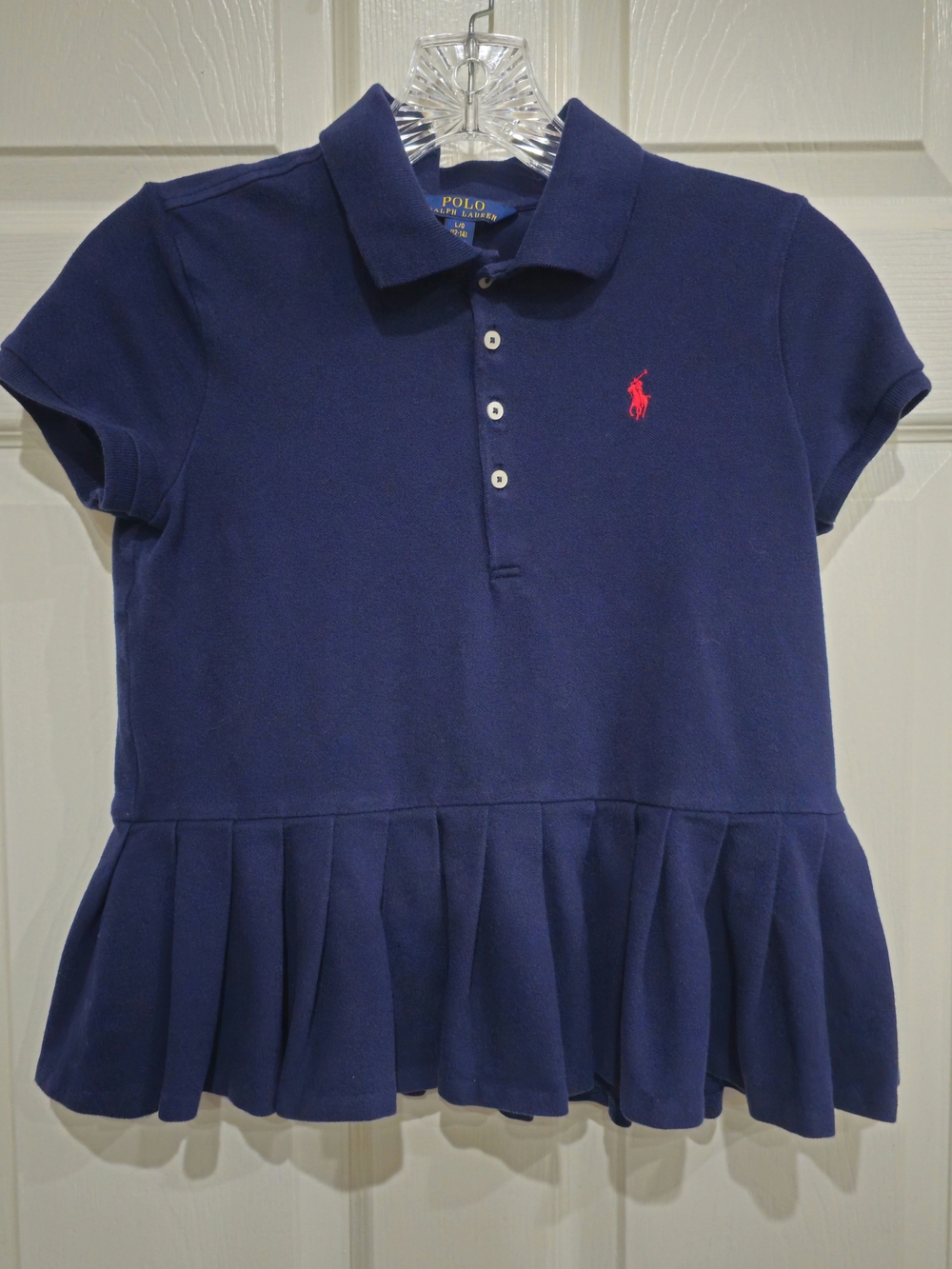 Polo by Ralph Lauren Navy Peplum Polo with Red Pony